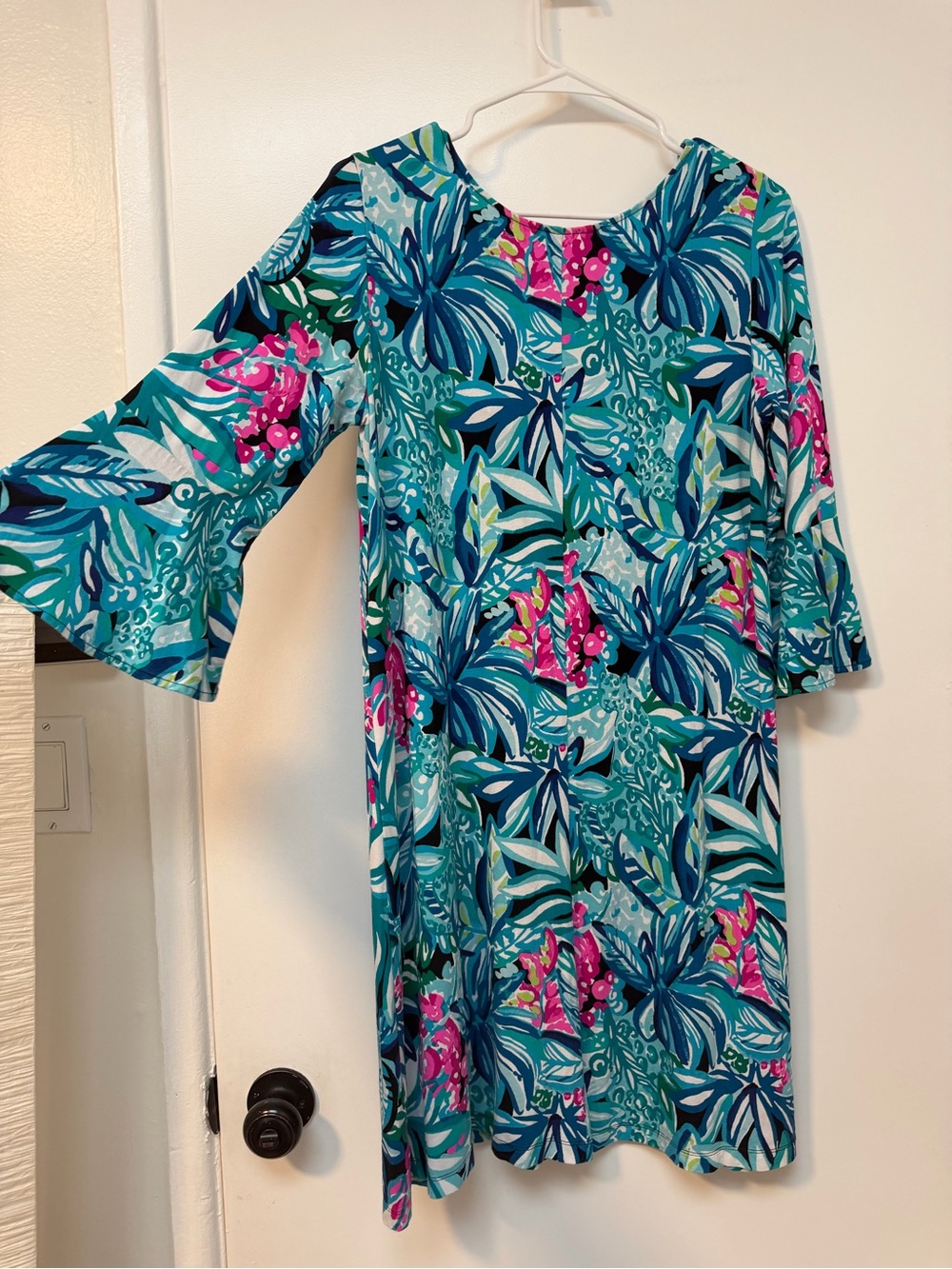 Lilly Pulitzer Teal & Pink Tropical Swim Cover-Up Dress - Picture 2 of 6